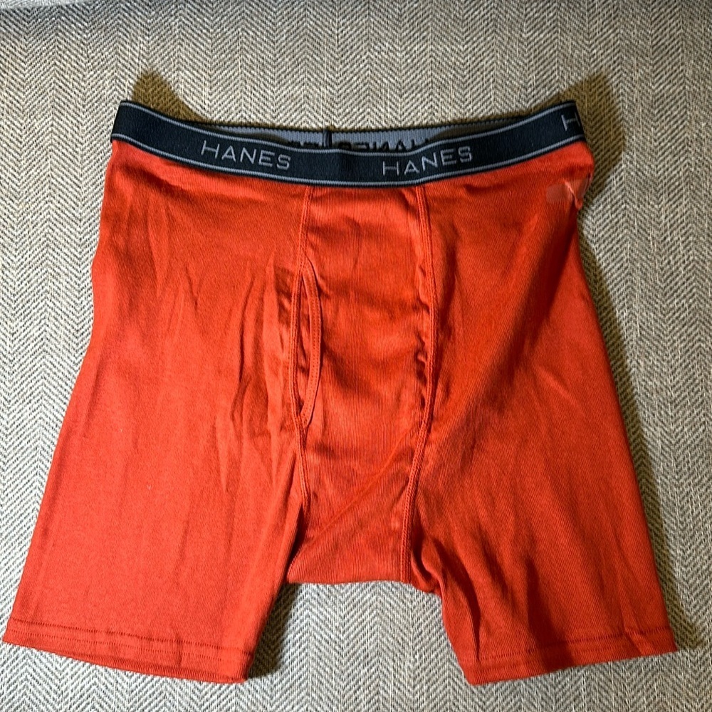 Hanes Men Underwear Boxer Brief Red Cotton Tagless Medium